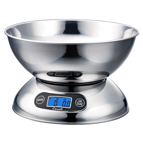 Escali Rondo Contemporary Kitchen Bowl Scale 2-Quart, Dishwasher Safe Bowl, Measures Liquids and Dray Ingredients, LCD Digital Display, 11lb Capacity, Stainless Steelvvvvvv