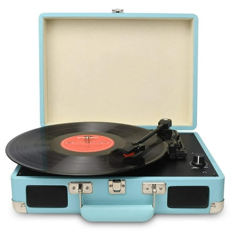 DIGITNOW Vintage Turntable,3 Speed Vinyl Record Player-Suitcase/Briefcase Style with Built-in Stereo Speakers, Supports USB/RCA Output/Headphone Jack / MP3 / Mobile Phones Music Playback (Best Turntable With Optical Output)