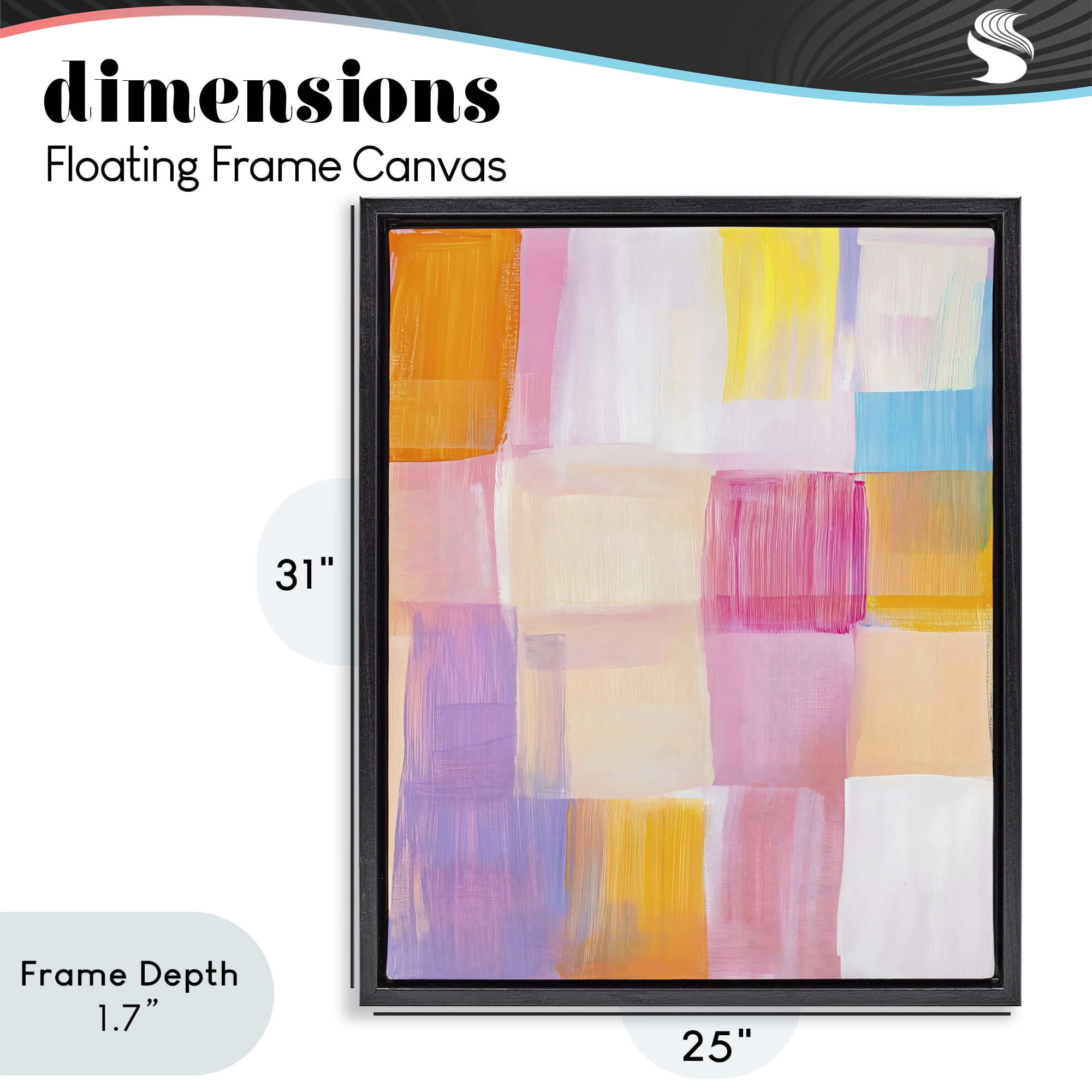Stupell Industries Abstract Grid Brushstrokes Black Framed Floater Canvas Wall Art, design by The Prints Vibe