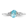 thumbnail image 4 of 10K White Gold Ring Band with Stones (12) December Swiss Blue Topaz Oval, Size 9, 4 of 5