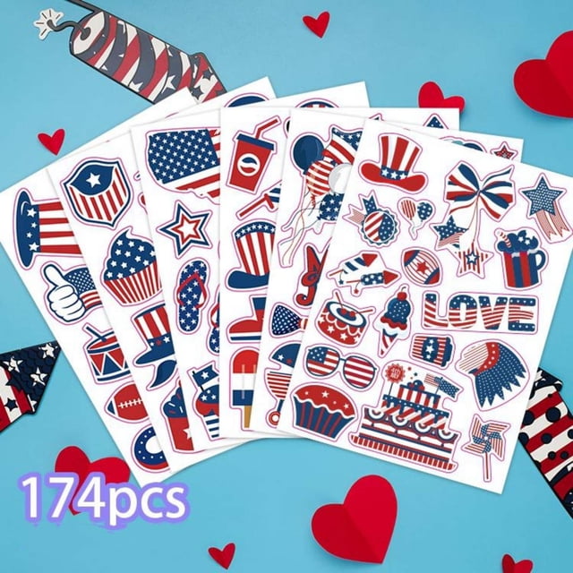 RYRDWP 87x2 Pcs Of American Independence Day Graffiti Personalized Decoration Phone Case Water Cup Suitcase Sticker
