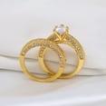 thumbnail image 5 of GY Yellow Gold Plated Heart cut AAA CZ 2pcs Womens Wedding Ring Sets Bridal Sets, 5 of 7