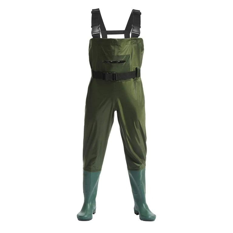 Altatac Fly Fishing Hunting Chest Waders Waterproof Stocking Foot Wader Pants with Boots, Size 9, Adult Unisex, Green