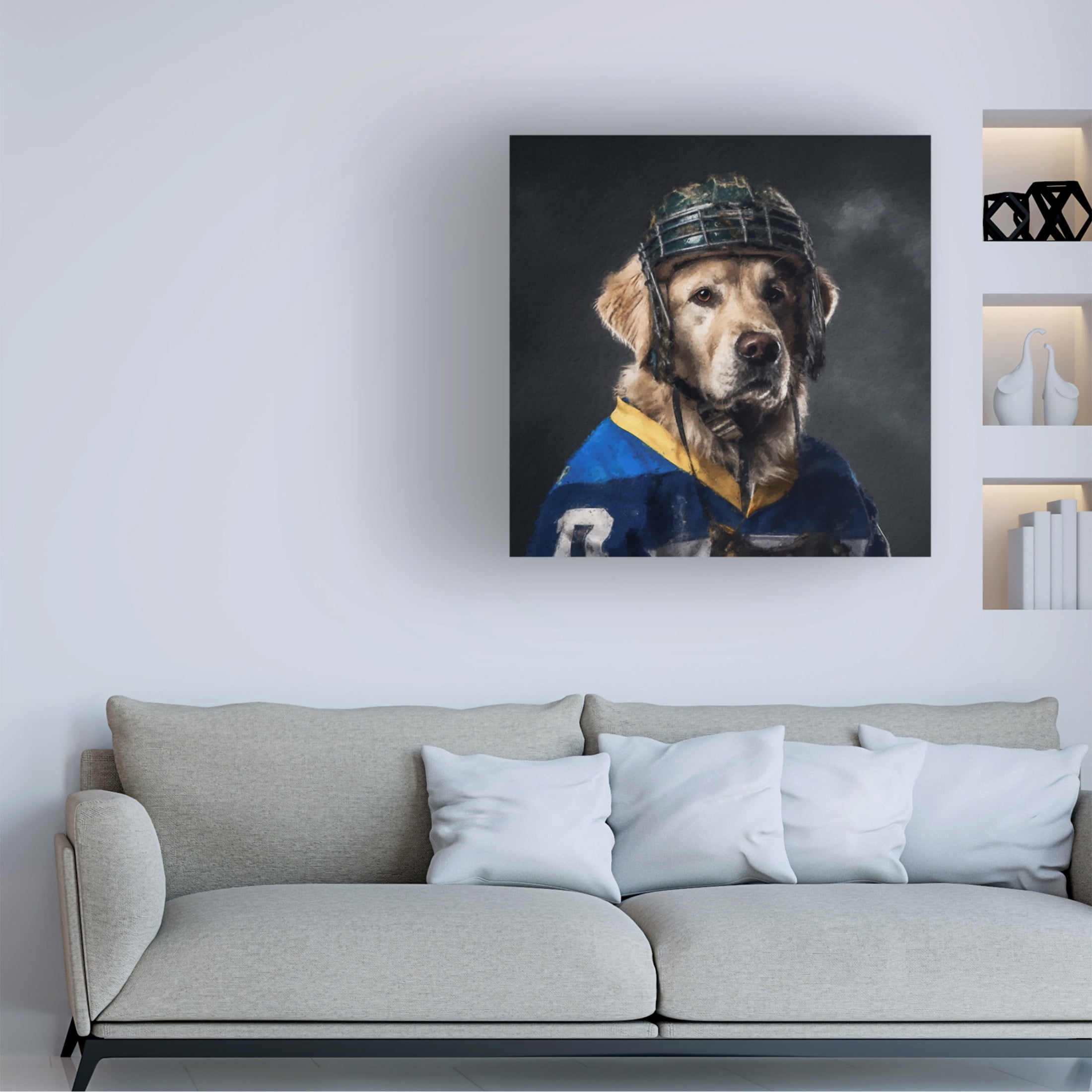 Canvas Wall Art - Sean Parnell 'Hockey 6' Wall Art for Living Room, Bedroom, or Office Décor by Trademark Fine Art - 18 x 18 Inches