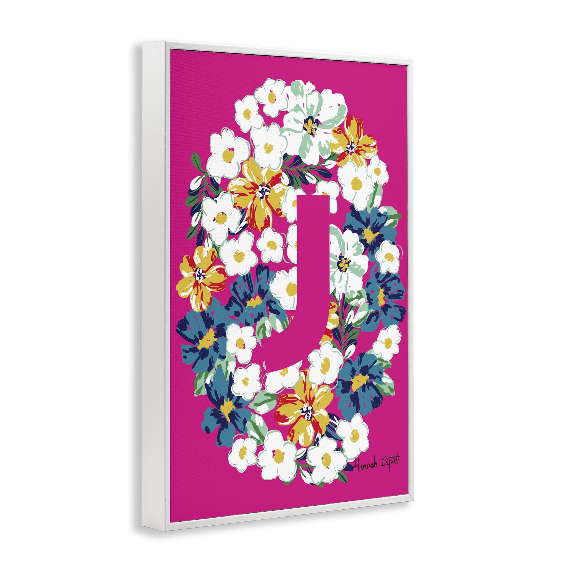 Stupell Industries Floral Bloom Letter J Botanical & Floral Painting White Framed Art Print Wall Art, 20 x 30
