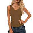 thumbnail image 2 of Summer Tank Tops for Women Women Casual Round Neck Solid Color Pullover Fitness Sports Sleeveless T Shirt Blouse Top Brown XL, 2 of 9