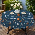 thumbnail image 4 of Football and Basketball Navy Pattern Round Tablecloth 60"x60", Wrinkle Resistant Wipeable Table Cover for Kitchen Dining Room Picnic Patio and Party, 4 of 6