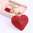 thumbnail image 2 of Llaveros en forma de corazón de diamantes de imitación ostentosos de lujo para mujeres y niñas, llavero de cuero con borla para monedero, dijes, accesorios de mochila, 2 of 4
