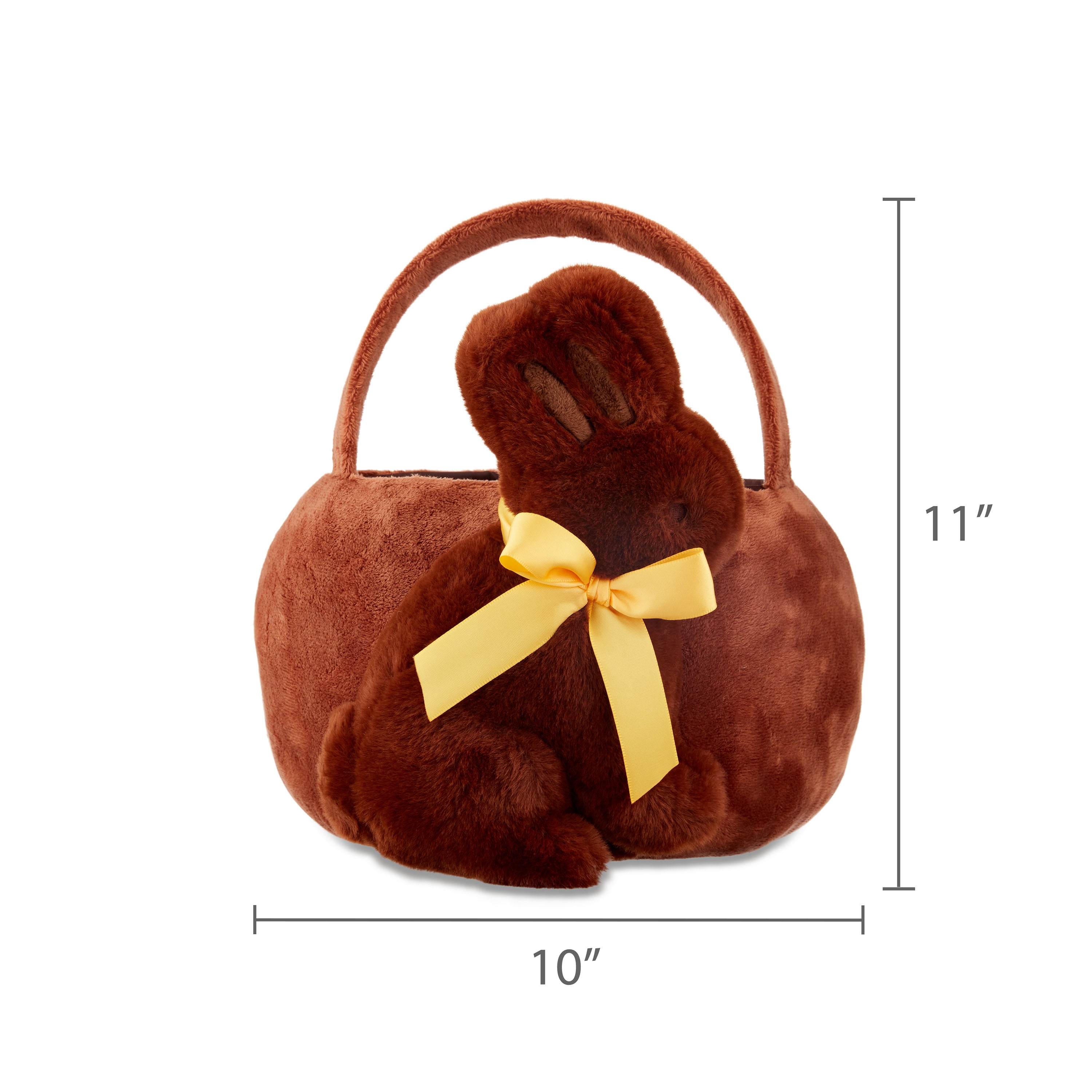 Easter Chocolate Scented Brown Plush Bunny Basket, 10 in x 11 in