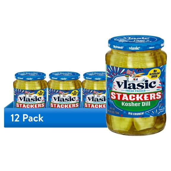 (12 pack) Vlasic Stackers Kosher Dill Pickles, Keto Friendly, 24 fl. oz.