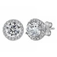 thumbnail image 4 of Precious Stars 14K White Gold 7.85-mm Round Cubic Zirconia Halo Stud Earrings, 4 of 5