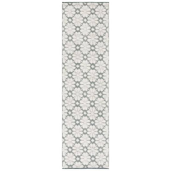 SAFAVIEH Vermont Orval Geometric Floral Wool Runner Rug, Ivory/Green, 2'3" x 8'