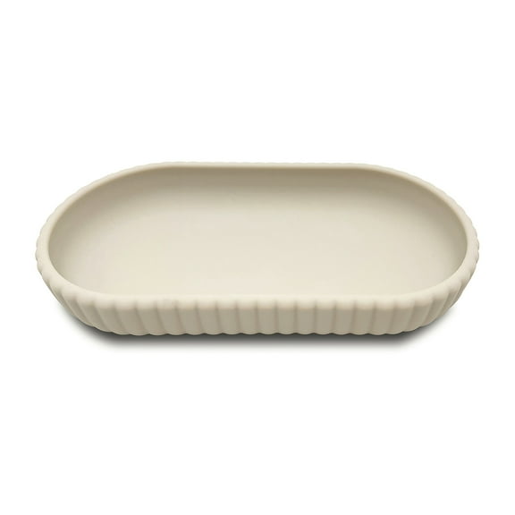 Mainstays Rubberized Plastic Ribbed Accessory Tray, Beige