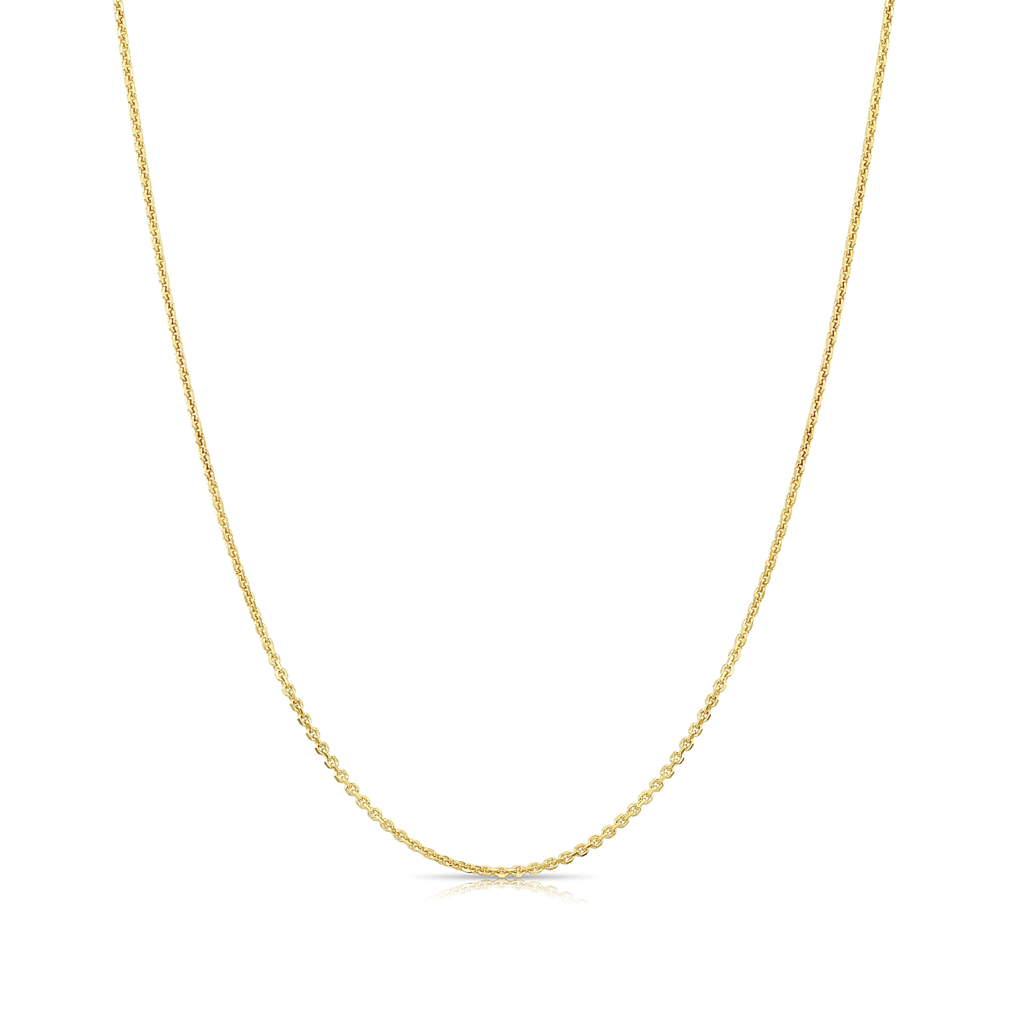 Tilo Jewelry 14K Solid Yellow Gold Diamond-Cut Cable Thin Chain Necklace with Secure Spring-Ring Lock | 0.9mm - 20 Inch | Everyday Dainty Necklace for Women, Men, Unisex