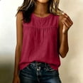 thumbnail image 2 of Summer Linen Tank Top for Women 2026 Cotton Gauze Sleeveless Crewneck Cami Vest Shirt Casual Loose Business Flowy Tank Tops Lightweight Linen Cotton Basic Boho Beach Vacation Outfits Wine M, 2 of 8