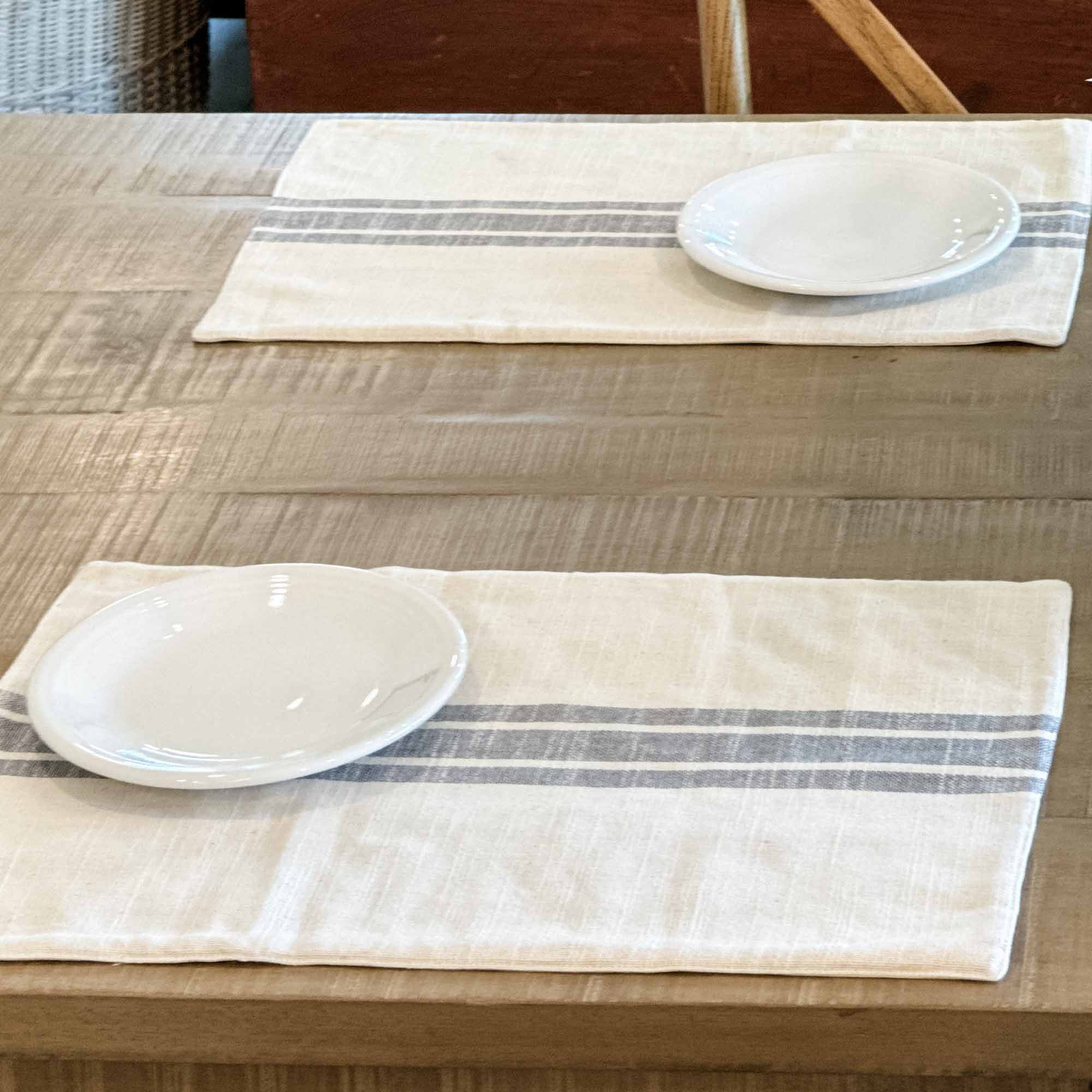 Piper Classics Market Place Gray Grain Sack Stripe Placemats, Set of 4