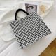 thumbnail image 4 of Bolsa Bolso de hombro con estampado de lona retro para mujer, bolso grande informal (pata de gallo) JShteea Para Estrenar, 4 of 7
