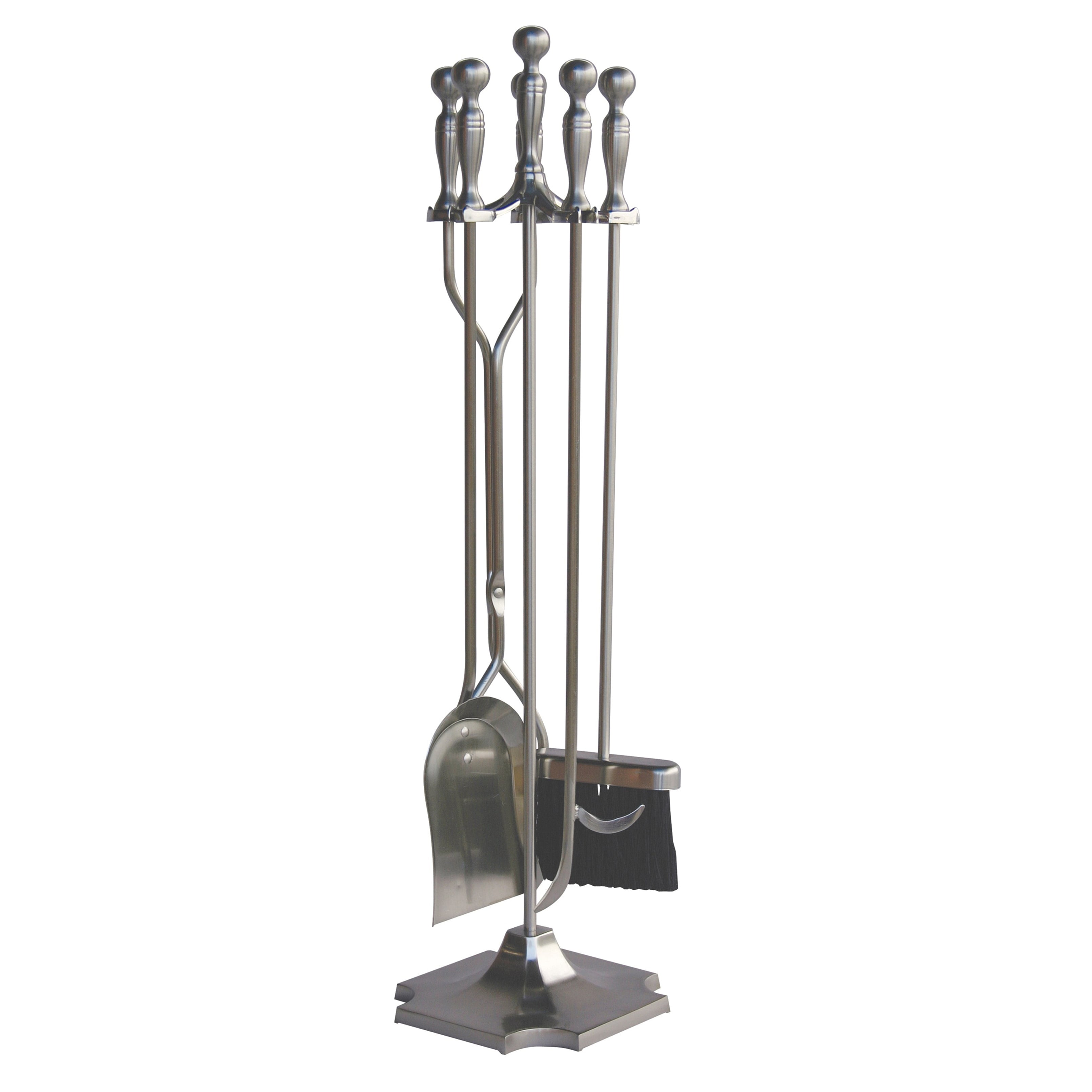 Uniflame 5 Piece Fireplace Tool Set Satin Pewter Finish
