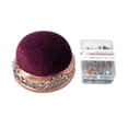 thumbnail image 3 of Pin Cushion Pillow Pins Holder with Sewing Pins Handcraft Tool Copper Base Round Red A, 3 of 9