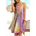 thumbnail image 2 of Vestido corto con estampado de teñido anudado Vestido plisado sin mangas, rosa amarillo, L Vogacara AP002087-51, 2 of 7