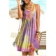 thumbnail image 2 of Vestido corto con estampado de teñido anudado Vestido plisado sin mangas, rosa amarillo, 5XL Yuarrent AP002087-56, 2 of 7