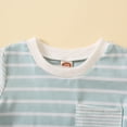 thumbnail image 6 of Otqutp Beach Bodysuits for Toddler Spring Boys Summer Short Sleeve Striped Prints Pocket Tops Pants 2PCS Outfits Clothes Set For Children, 6 of 7