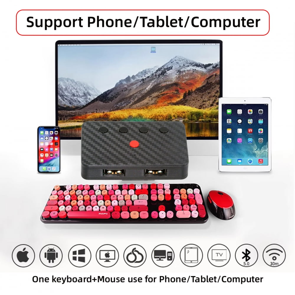 CY USB Wired Keyboard and Mouse Convert to Wireless 2.4G Bluetooth(BT) Converter with Receiver Type-C Power for Laptop Tablet Phone