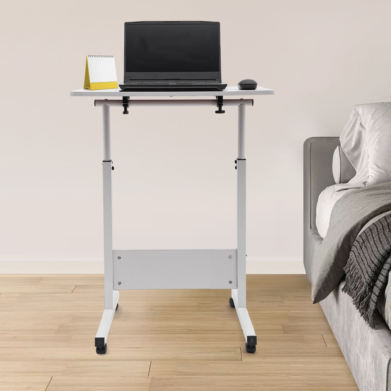 Fichiouy Mobile Standing Desk Adjustable Standing Desk Converter with Wheels Rolling Desk Laptop Cart for Home Office