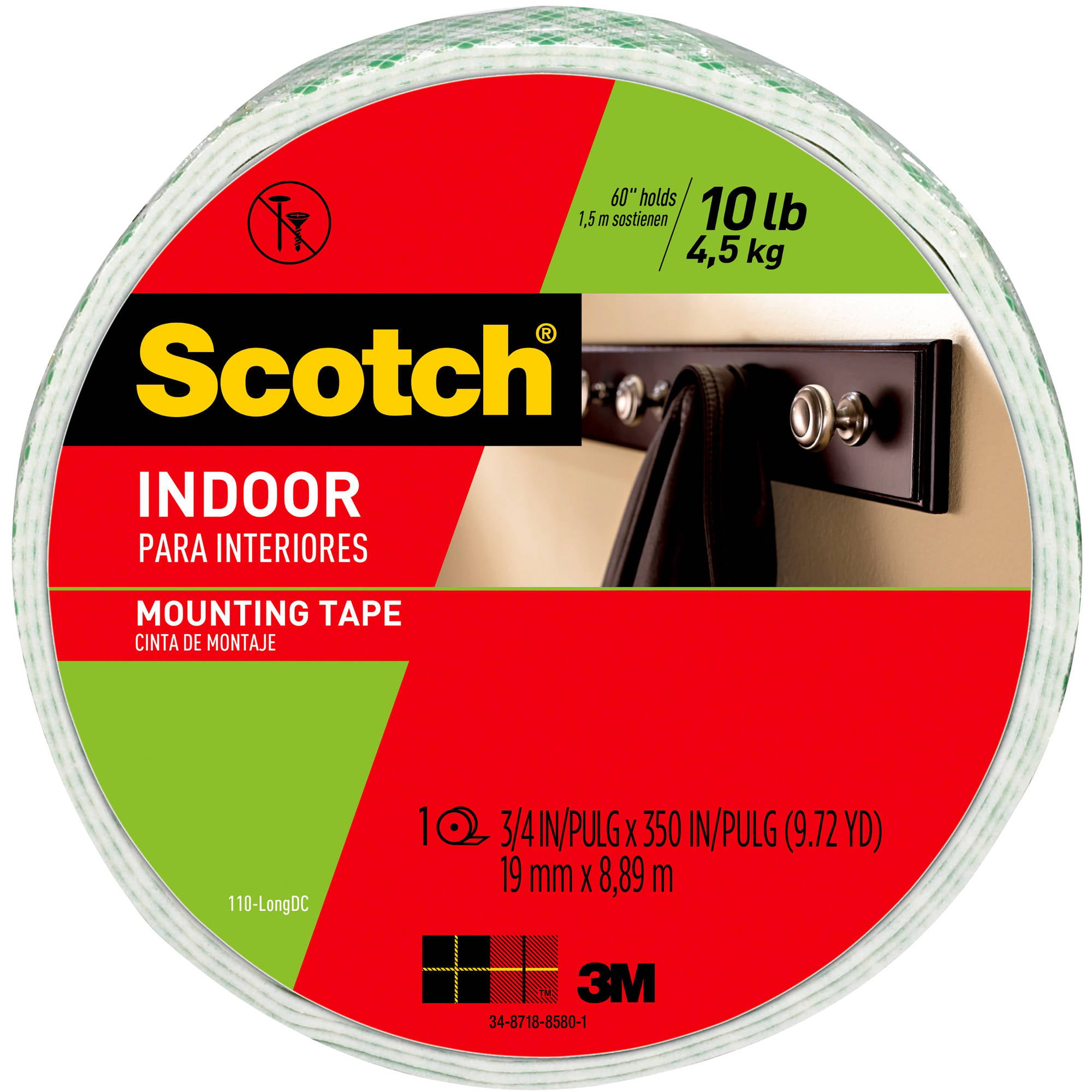 Scotch-Mount Indoor Double-Sided Mounting Tape Mega Roll 3/4 in x 350 in 