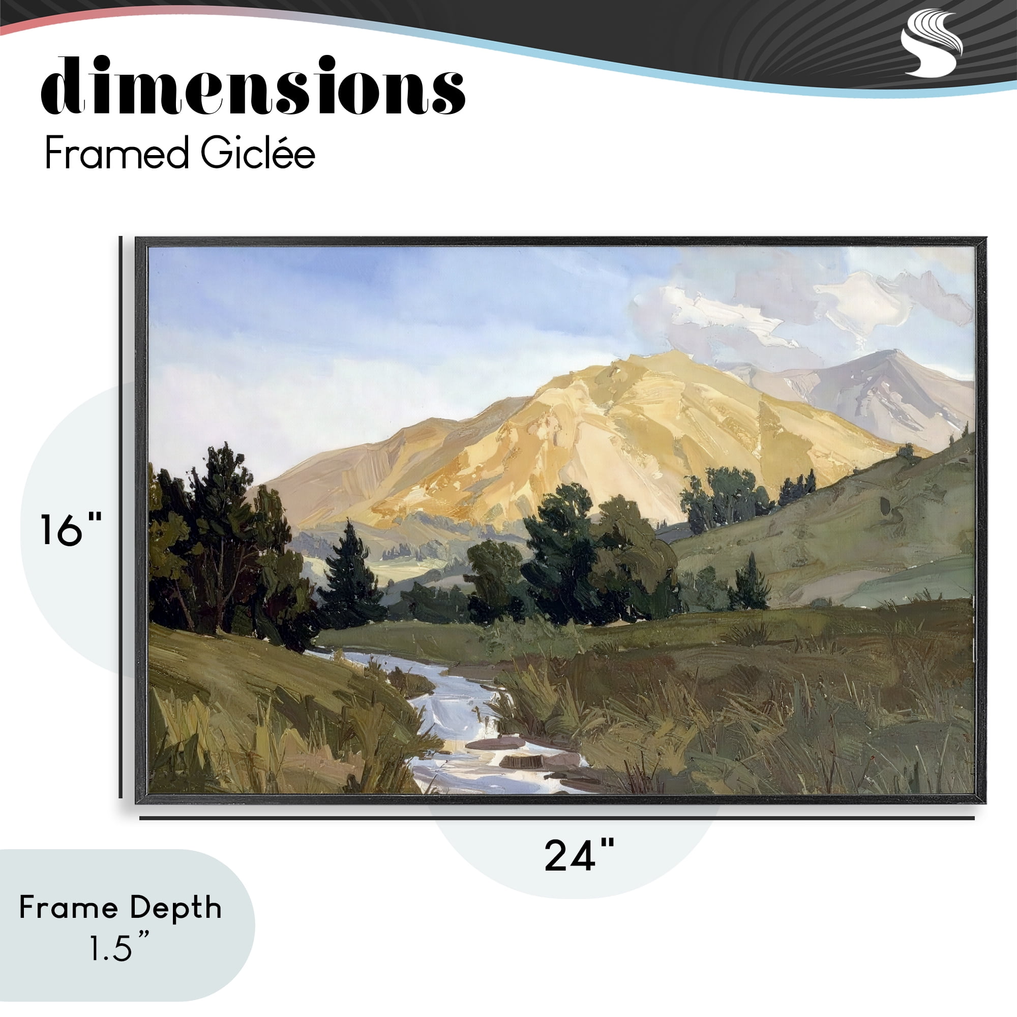 Stupell Industries Mountain Divide Valley Black Framed Giclee Art, design by Alonza Saunders