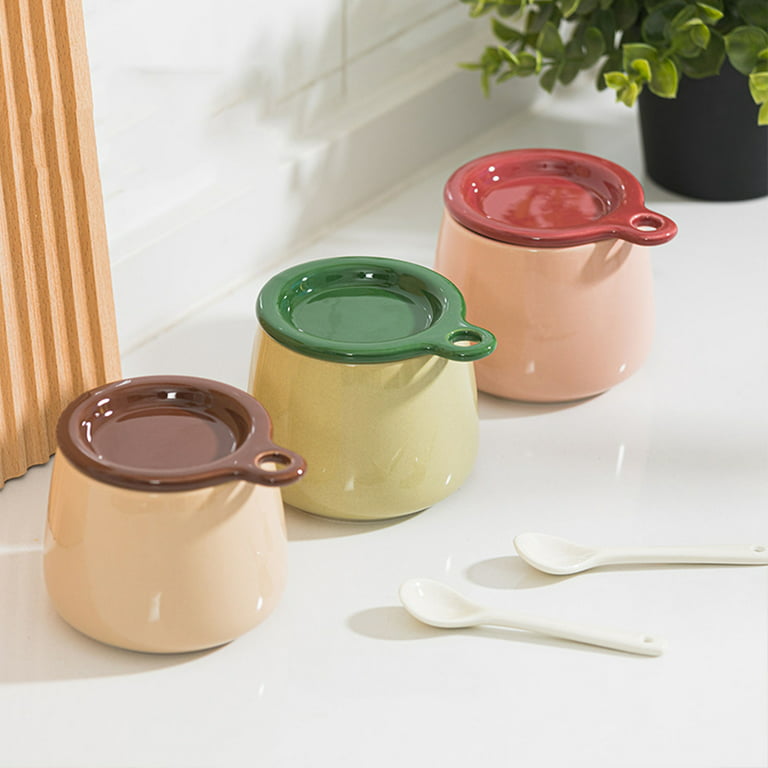 Ceramic Pink Spice Jars Set Sugar Container Salt And Pepper