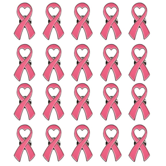Fogun 20pcs Official Ribbon Brooches Pin Breast Cancers Awareness Lapel Health Care Public Welfare Badges Women Jewelry