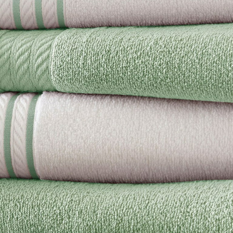 Buy Dana 6 Piece Soft Egyptian Cotton Towel Set, Striped, Sage Green, White  By Casagear Home