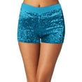 thumbnail image 2 of Tittly Lounge Shorts Women Flowy Shorts for Women Women's Sequins Shorts Elastic Waist Sparkly Straight Leg Shorts Glitter Shorts Hot Pants Sequin Shorts for Women Womens Shorts Sky Blue XXL, 2 of 7