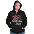 thumbnail image 5 of Breast Cancer Pink for Life Ribbon Zip Hoodie Sweatshirt Women Brisco Brands M, 5 of 6