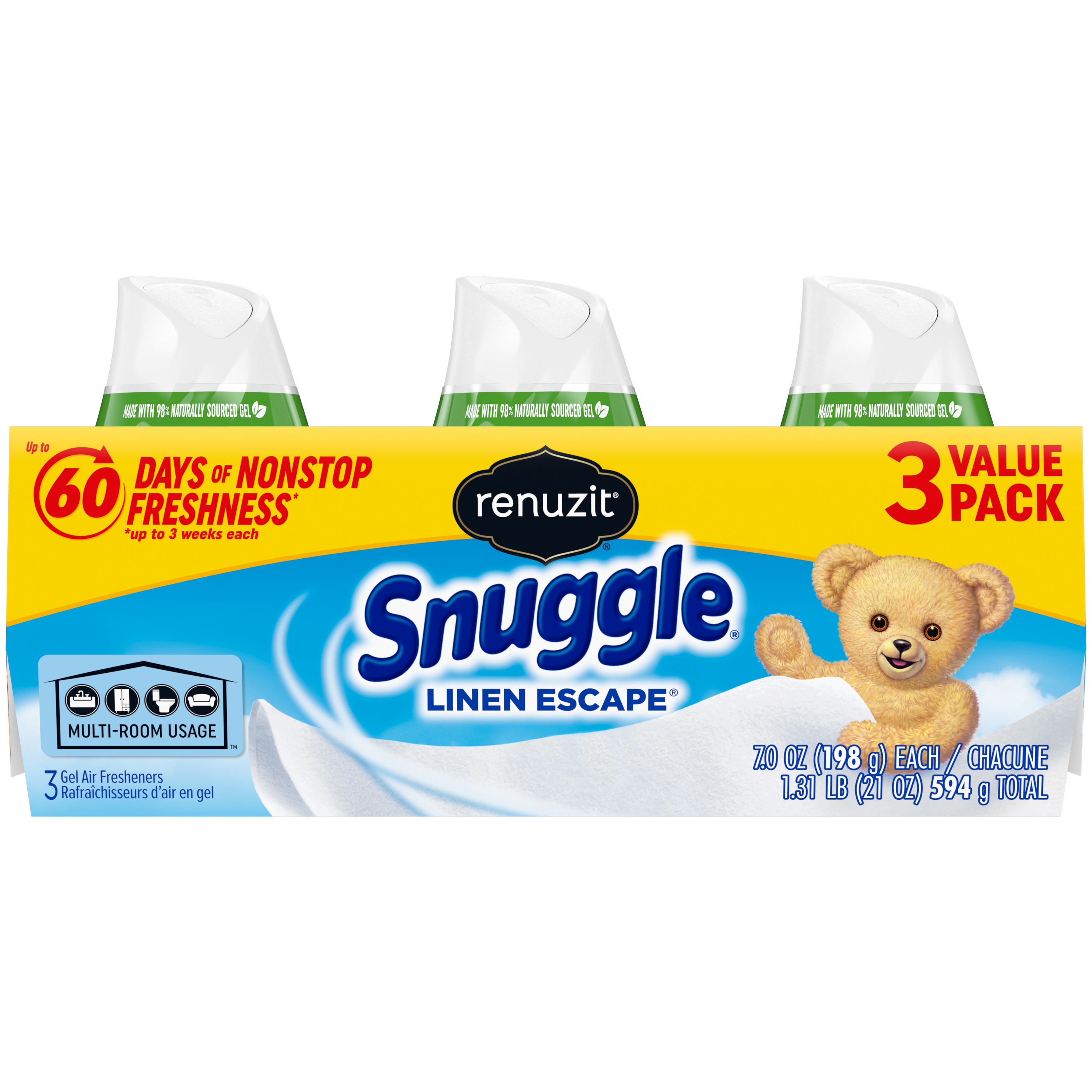 Renuzit Snuggle Solid Gel Air Freshener Cones, Linen Escape Scent