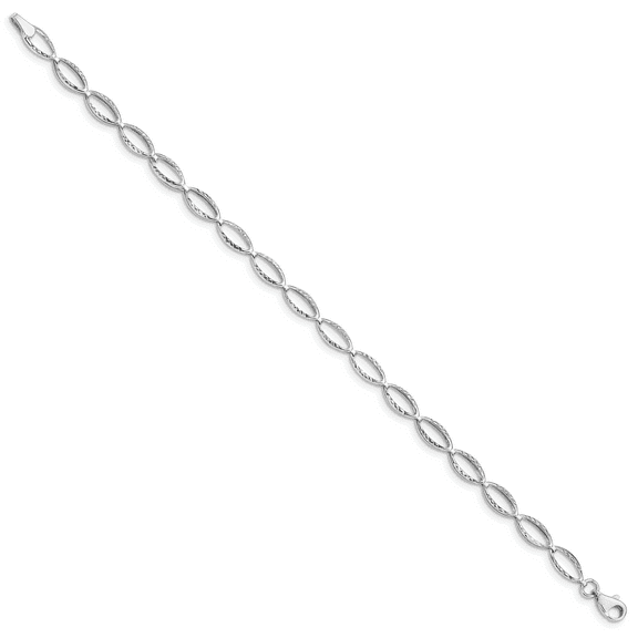 Finest Gold 14K White Gold Polished Oval Link 7.5 in. Bracelet