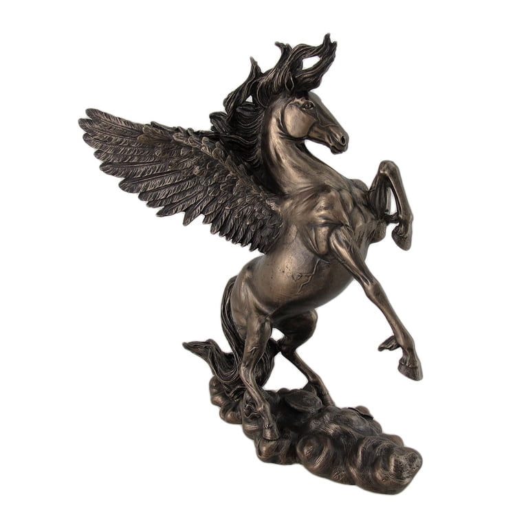 Pegasus Horse Statue - 11" Tall Greek Mythology Sculpture In Bronze Finish Polyresin 10 thumbnail image