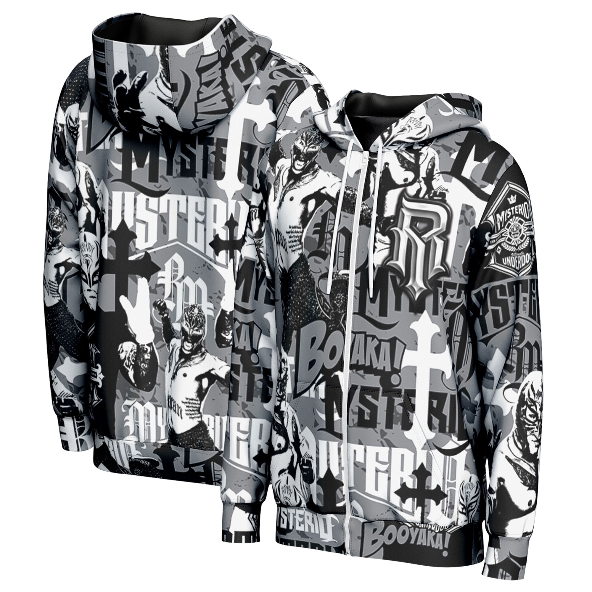 Men's ProSphere Pink Bret Hart Hitman Flames Full-Zip Hoodie
