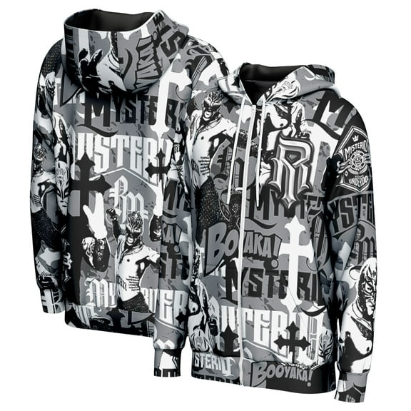 Men's ProSphere Black Rey Mysterio Camo Collage Full-Zip Hoodie