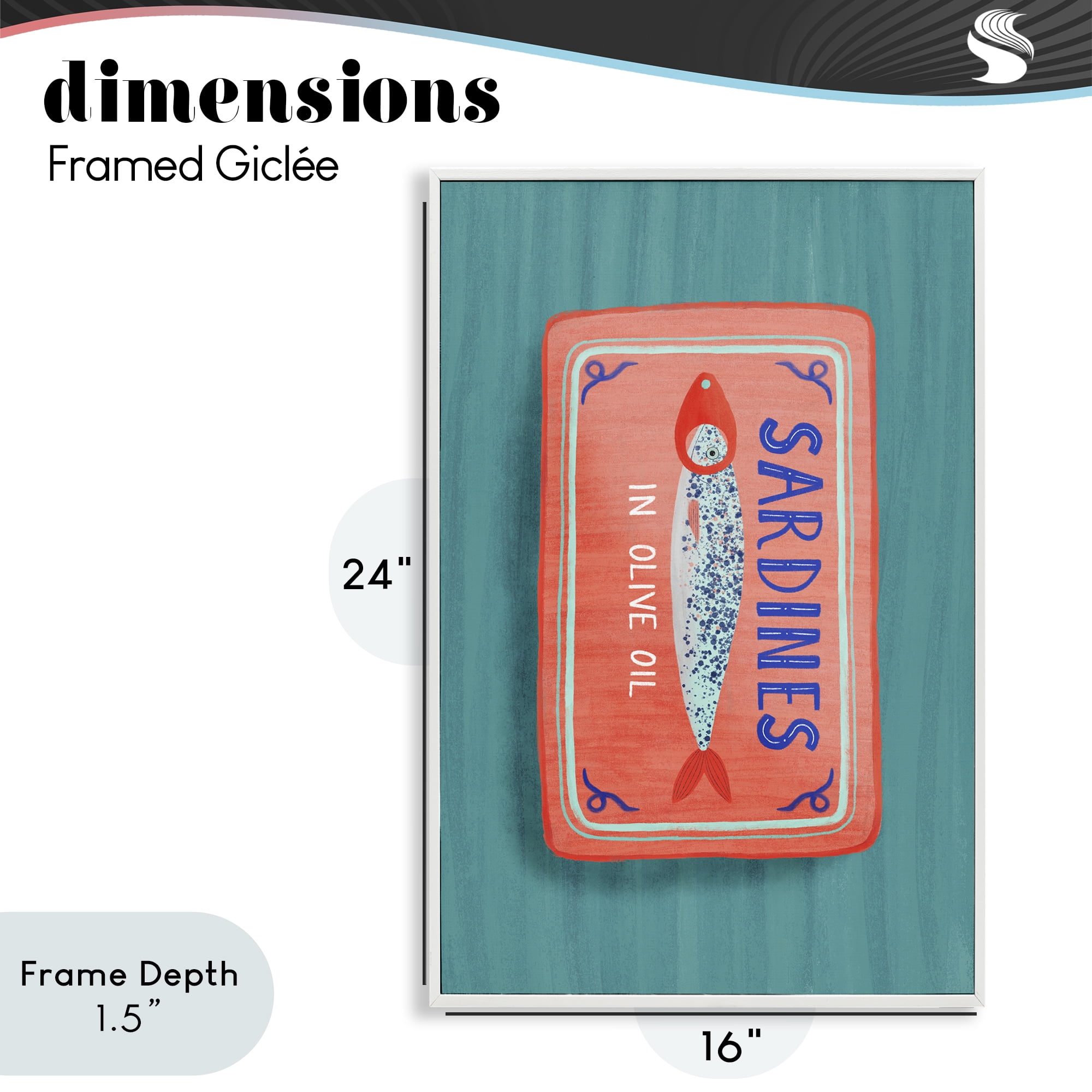 Stupell Industries Sardines Olive Oil Seafood White Framed Giclee Art, design by Metka Hiti