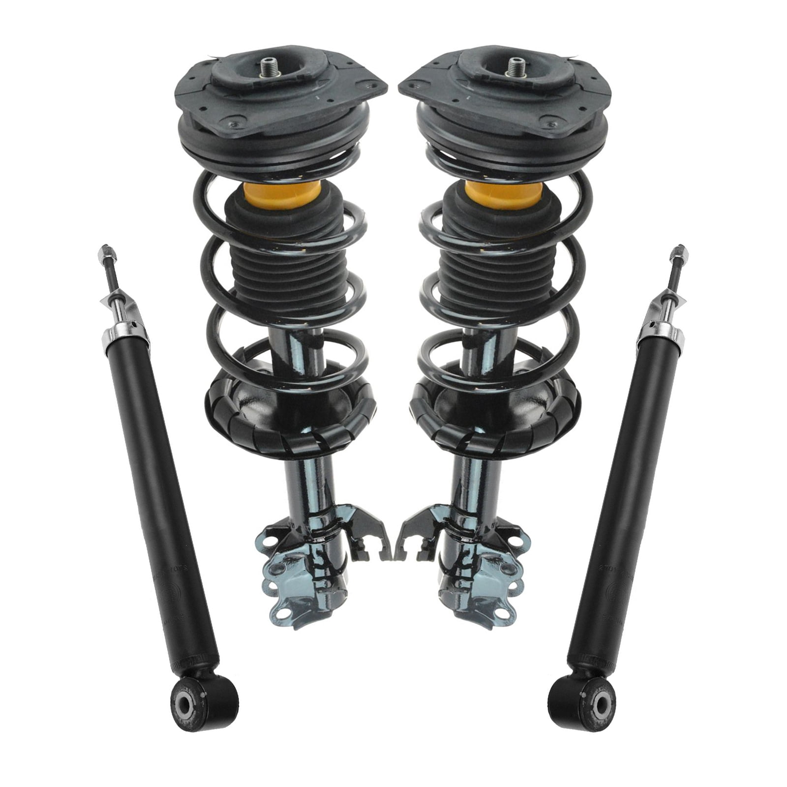 TRQ Front and Rear Complete Strut Assembly & Shock Absorber Kit Complete Strut & Coil Spring Assembly Fits Select 2007-2012 Nissan Versa