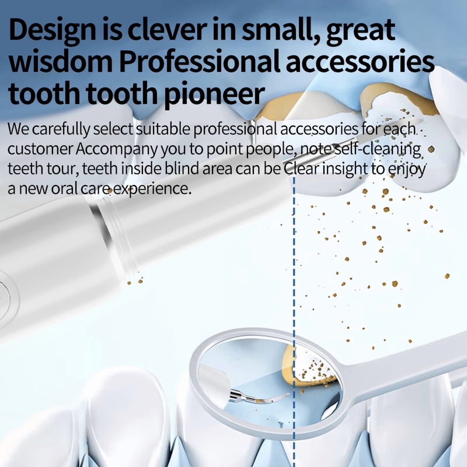 LC-dolida Ultrasonic Teeth Cleaning Kit, 5 Modes & Auto Pressure Sensing, IPX6 Waterproof Electric Tartar Remover with 4 Replaceable Heads, Type-C Fast Charging, Includes Dental Mirror Kit(Black)