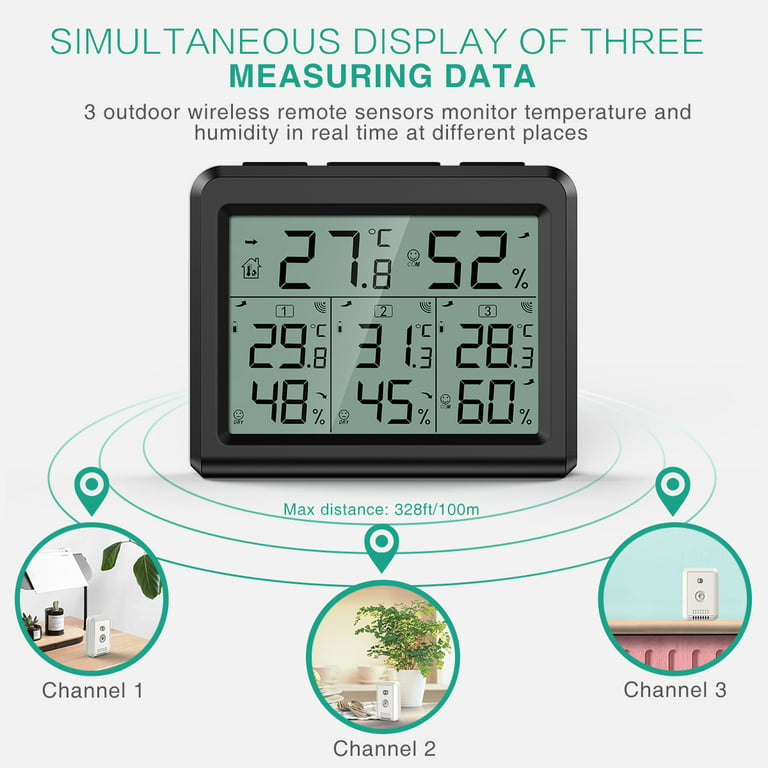 Indoor Outdoor Thermometer with Wireless Sensor Digital