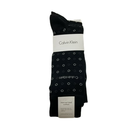 Calvin Klein Men's 3 Pair Mid Calf Mercerized Cotton Socks, Black 7-12