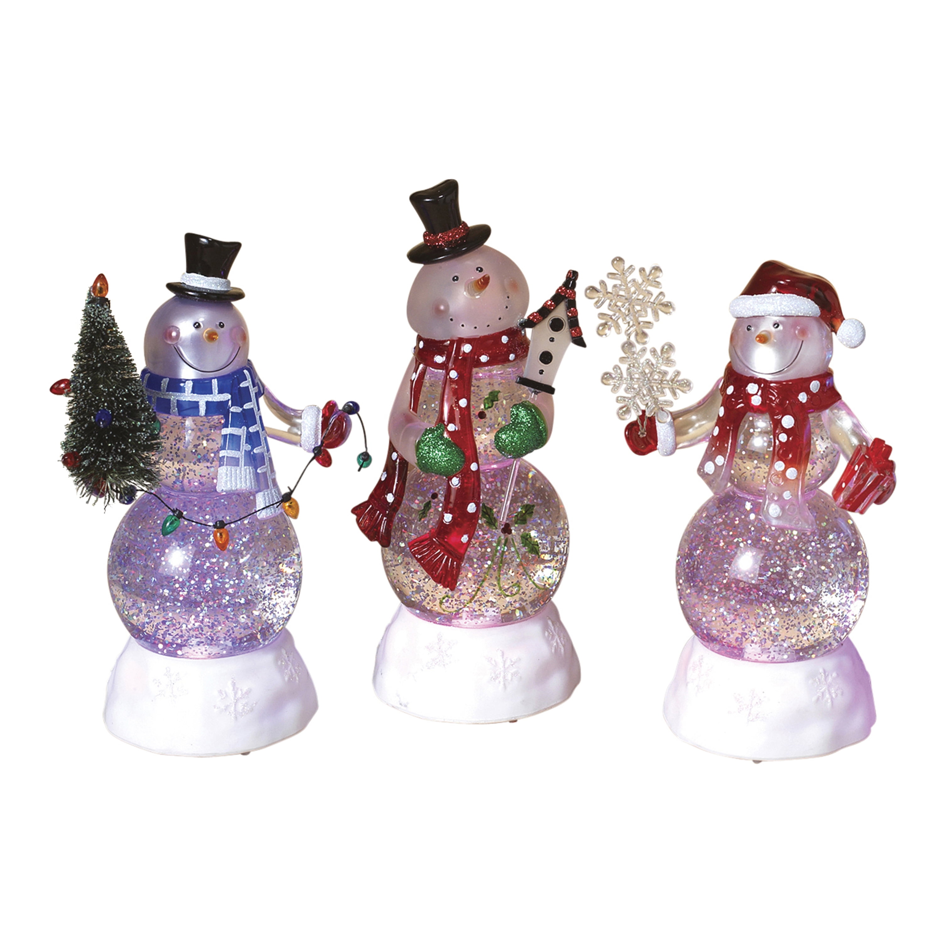8.75" Battery Operated Snowman Globes (Set of 3)