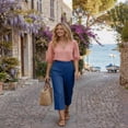 thumbnail image 3 of Linen Capri Pants Women 2026 Spring Summer Casual Lightweight Petite Elastic Waist Straight Leg Capris with Pockets Blue M, 3 of 6