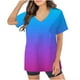 thumbnail image 1 of Fiudx Ofertas Flash Del Día Blusa de Manga Corta con Cuello En V para Mujer, Uniforme de Trabajo, Blusa con Bolsillo Sólido, 1 of 4