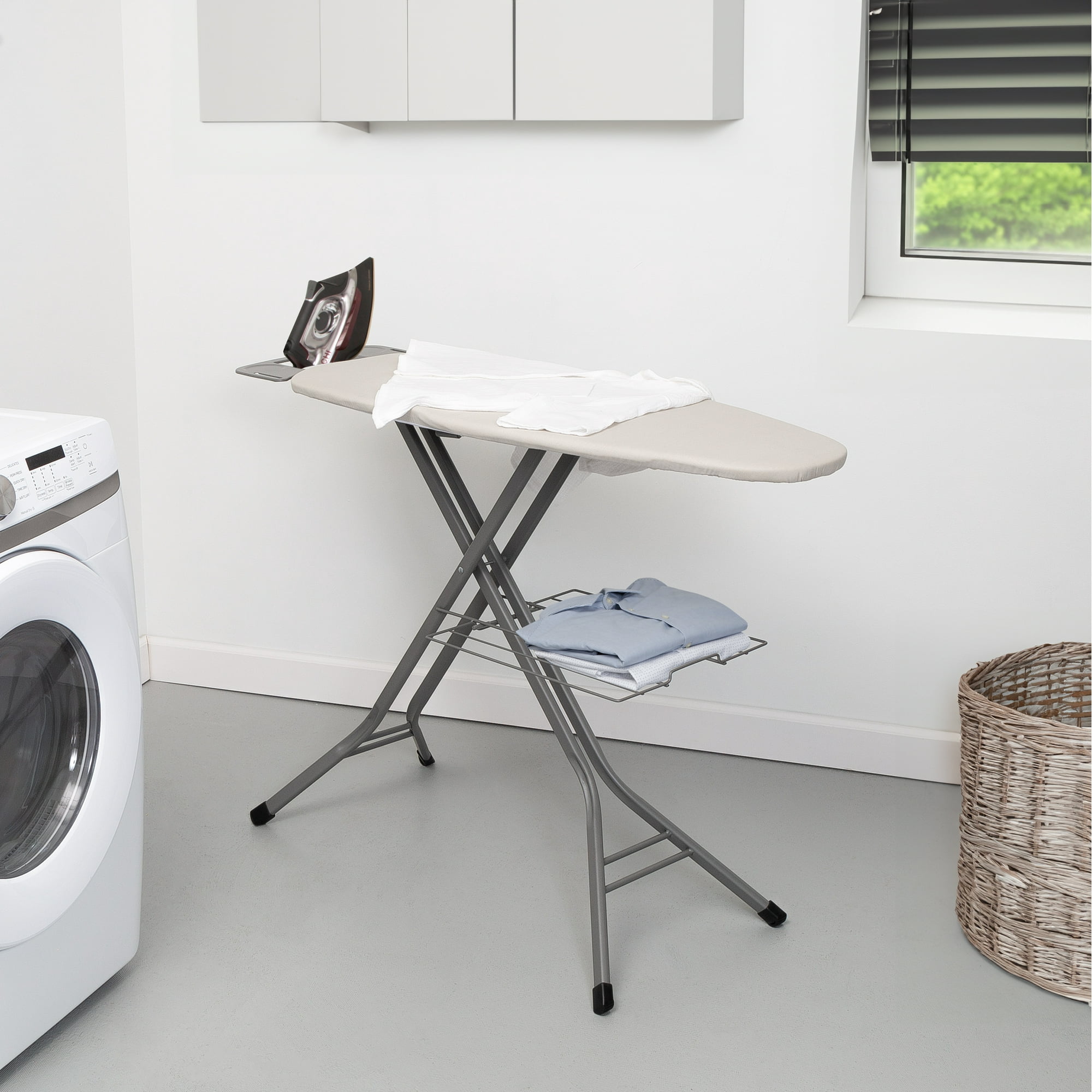Better Homes & Gardens Wide‑Top Ironing Board – 47" x 38", Adjustable Height, Steel Frame, Built‑In Iron Rest and Clothes Rack, Non‑Slip Feet, Grey