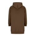 thumbnail image 4 of Nokdvo Zip Up Hoodie for Women Long Tunic Hooded Sweatshirt Fall Oversized Long Sleeve Jackets Y2k Casual Cardigan Coat with Pockets Coffee S, 4 of 6